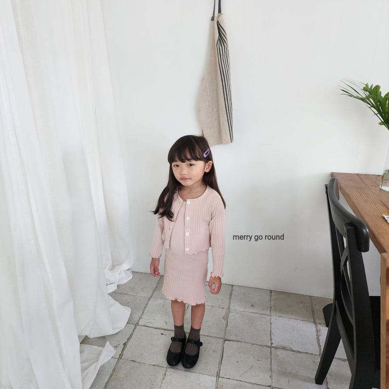 Merry Go Round - Korean Children Fashion - #todddlerfashion - Rib One-piece with Cardigan - 8