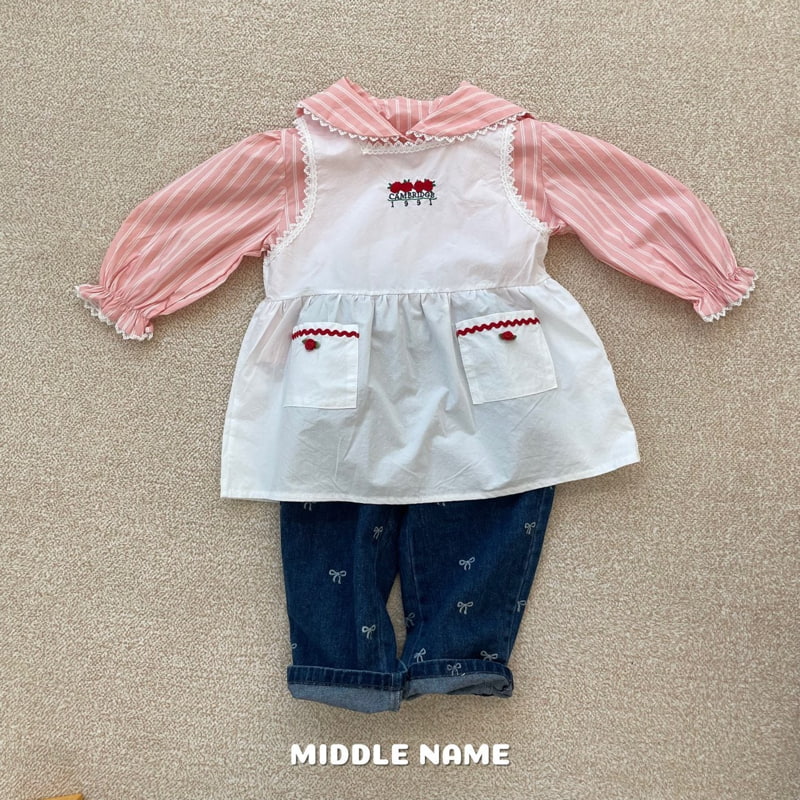 Middle Name - Korean Children Fashion - #Kfashion4kids - Ribbon Denim Pants - 9