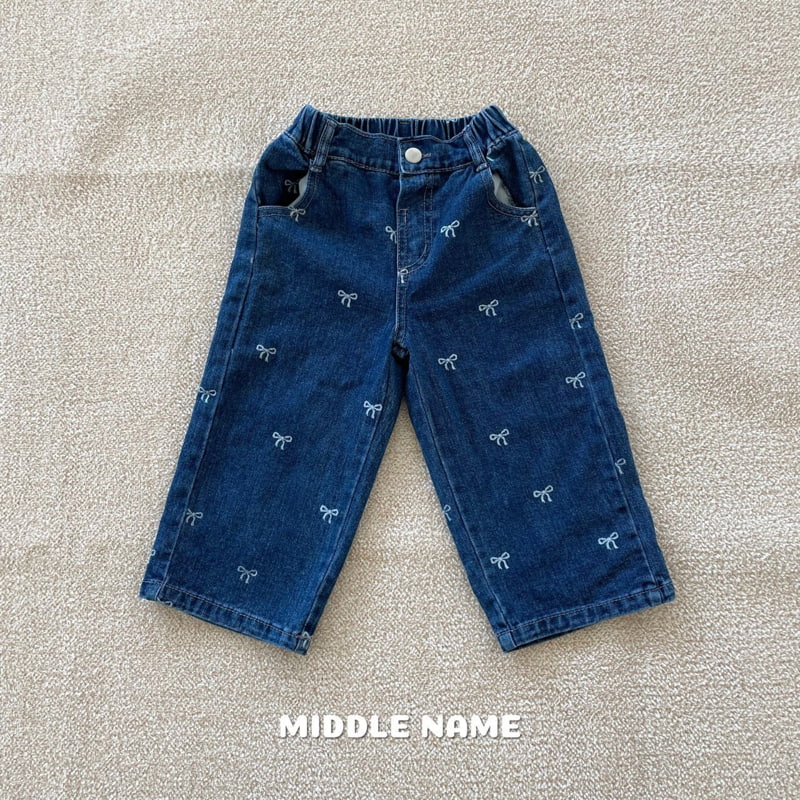 Middle Name - Korean Children Fashion - #designkidswear - Ribbon Denim Pants - 3