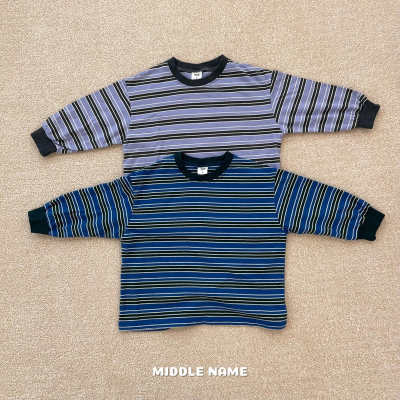 Middle Name - Korean Children Fashion - #kidsshorts - Bori Multi Stripe Tee - 5