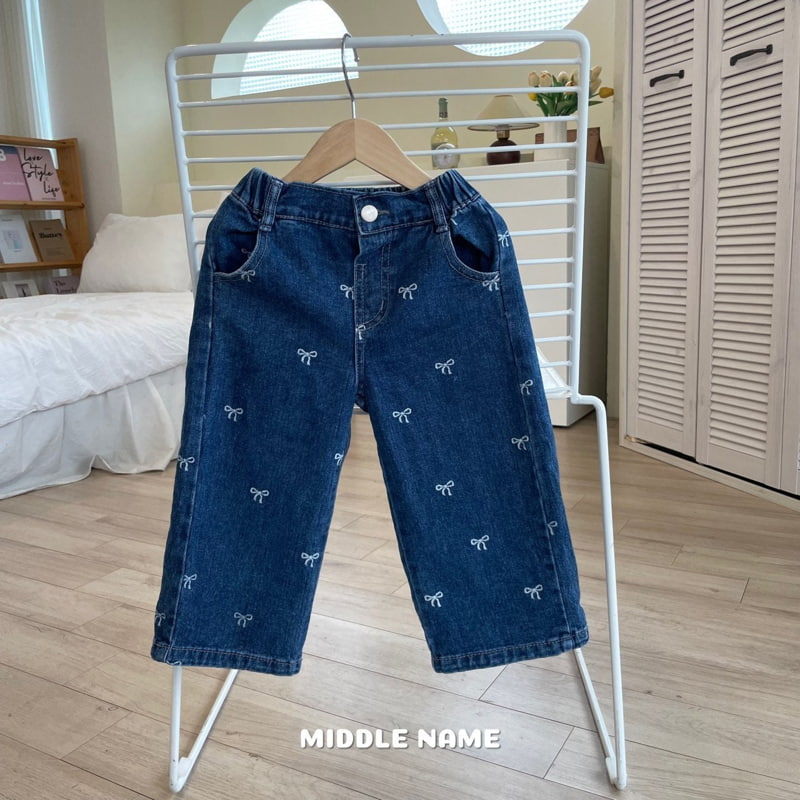 Middle Name - Korean Children Fashion - #littlefashionista - Ribbon Denim Pants - 10