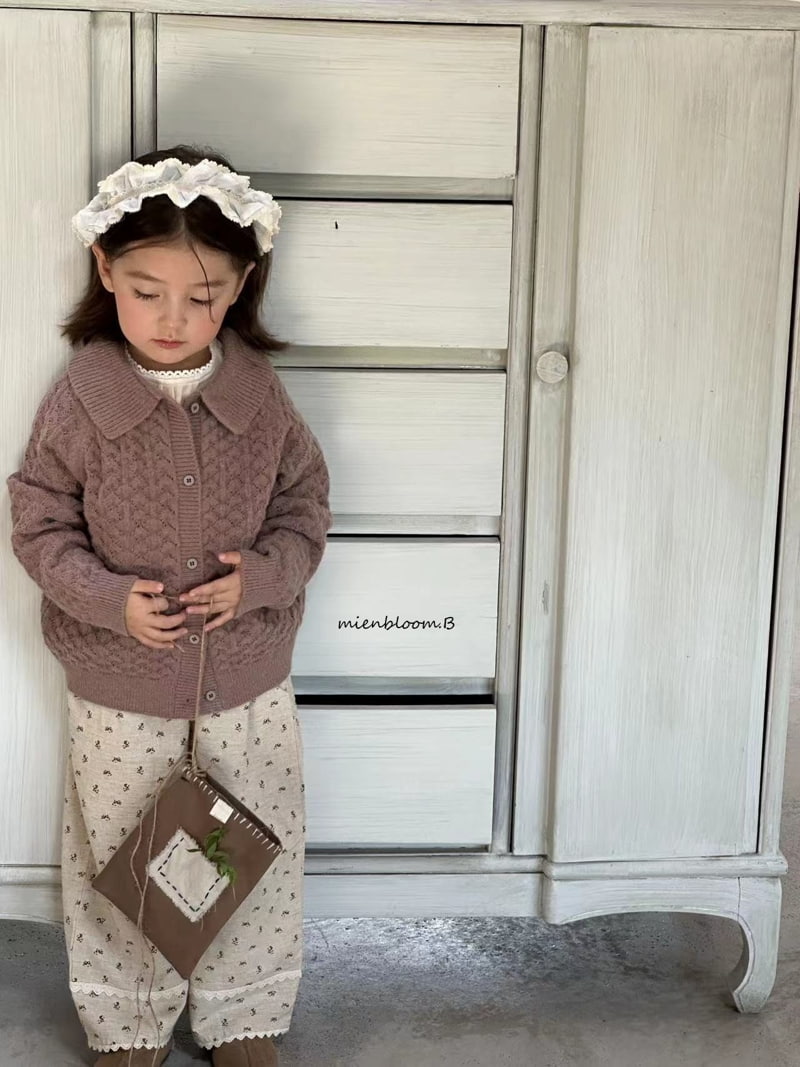 Mienbloom B - Korean Children Fashion - #discoveringself - Collar Waffle Knit Cardigan