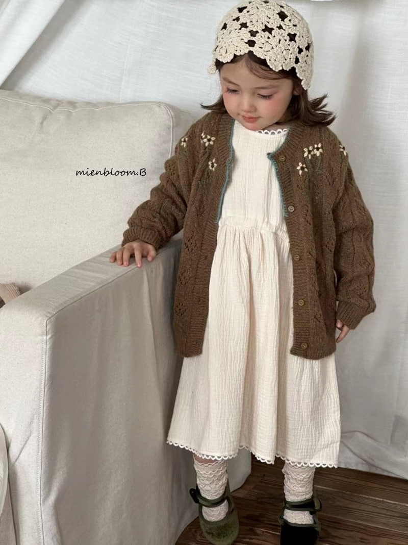 Mienbloom B - Korean Children Fashion - #fashionkids - Flower Embroidery Knit Cardigan