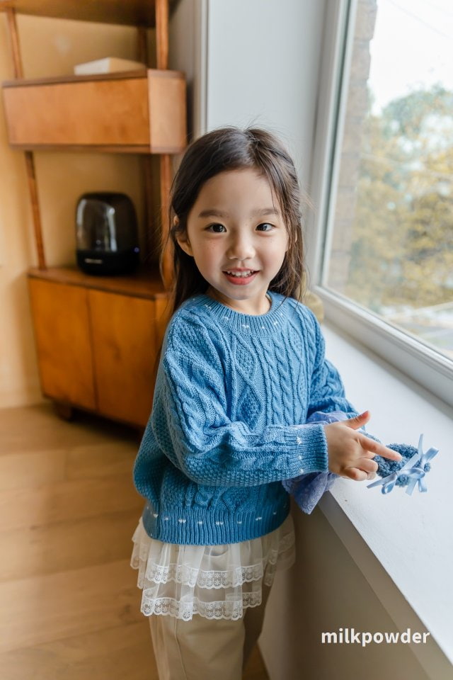 Milk Powder - Korean Children Fashion - #discoveringself - Stitch Knit Pullover