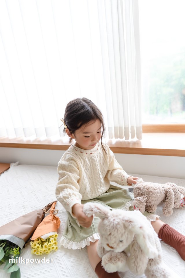 Milk Powder - Korean Children Fashion - #prettylittlegirls - Stitch Knit Pullover - 10