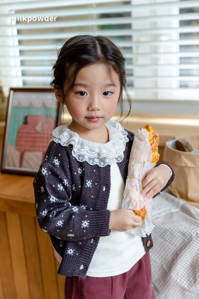 Milk Powder - Korean Children Fashion - #stylishchildhood - Snow Flower Knit Cardigan