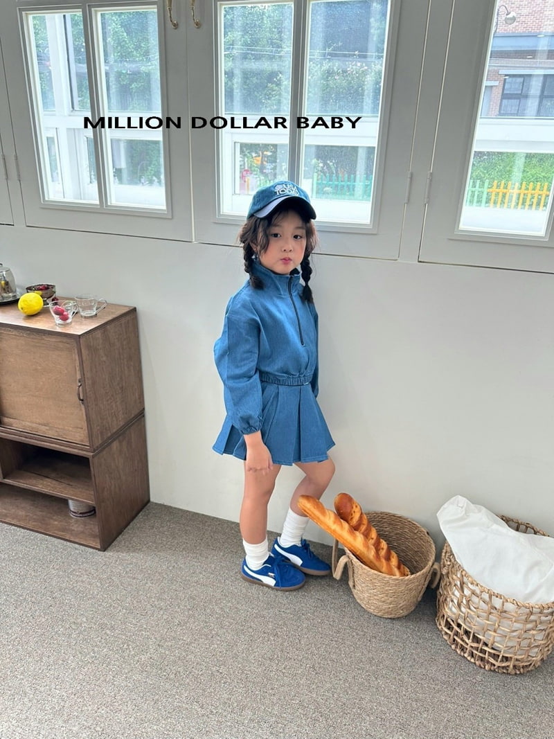 Million Dollar Baby - Korean Children Fashion - #childrensboutique - Hedge Denim Patch Skirt - 8