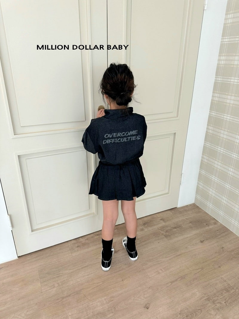 Million Dollar Baby - Korean Children Fashion - #fashionkids - Hedge Denim Patch Skirt - 11