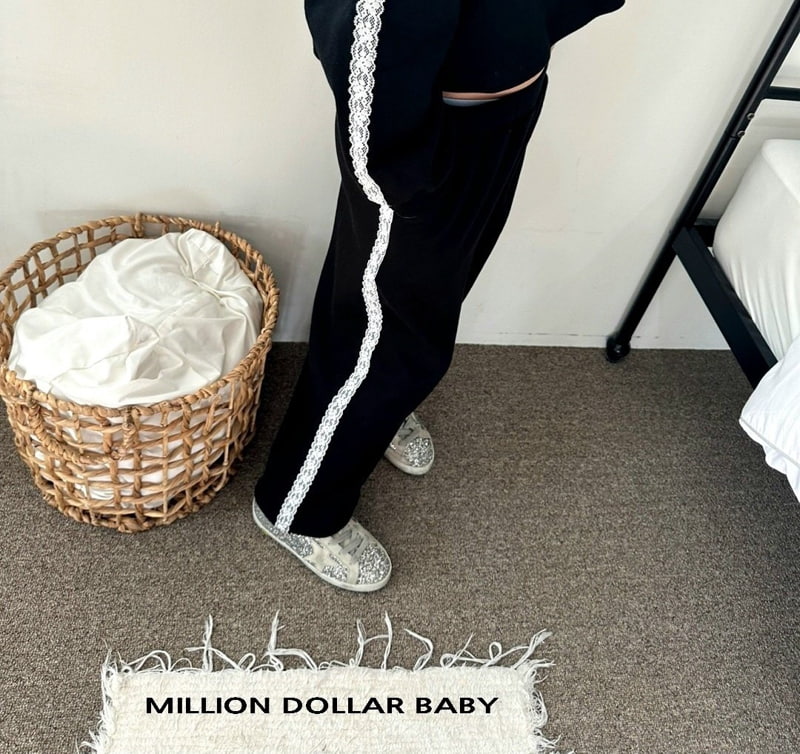 Million Dollar Baby - Korean Children Fashion - #todddlerfashion - Lace Line Pants - 12