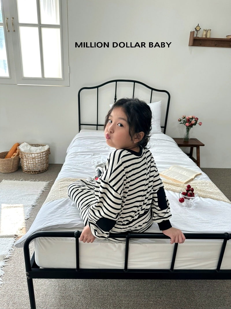 Million Dollar Baby - Korean Children Fashion - #todddlerfashion - Stripe Patch Swaetshirts - 6