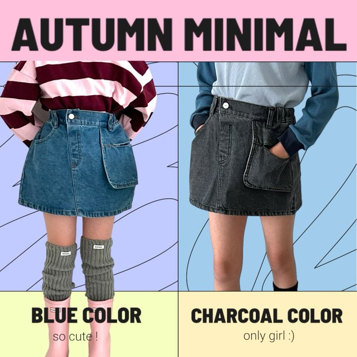 Minimal - Korean Children Fashion - #minifashionista - Pocket Denim Skirt