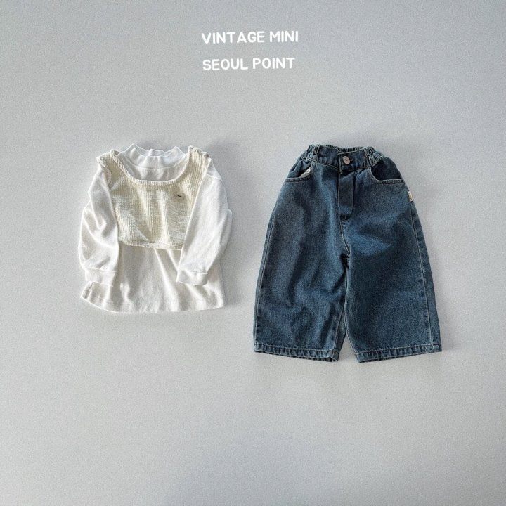 Minipoint - Korean Children Fashion - #childrensboutique - Grun Denim Pants