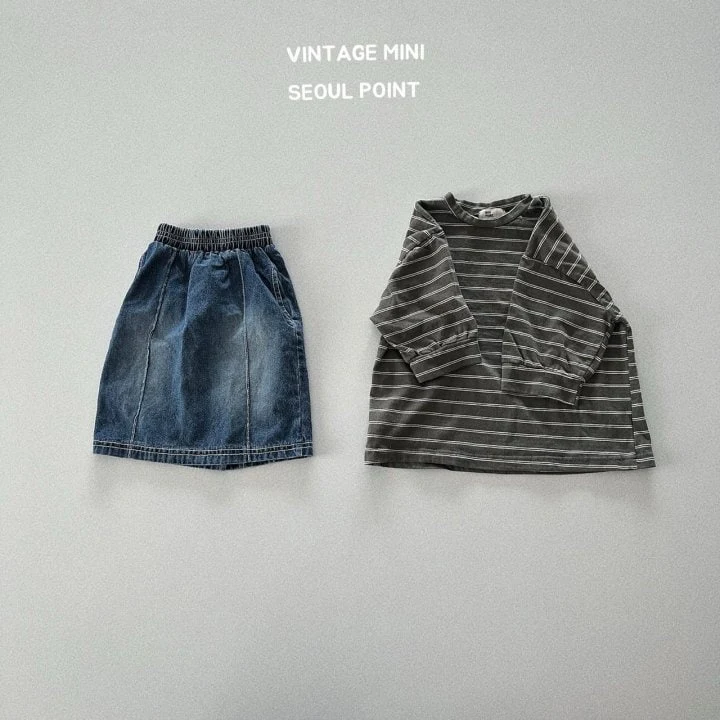 Minipoint - Korean Children Fashion - #childrensboutique - Grun Denim Skirt - 5