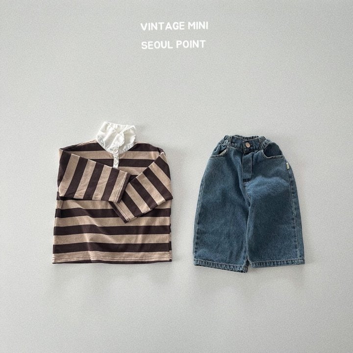 Minipoint - Korean Children Fashion - #discoveringself - Grun Denim Pants - 4