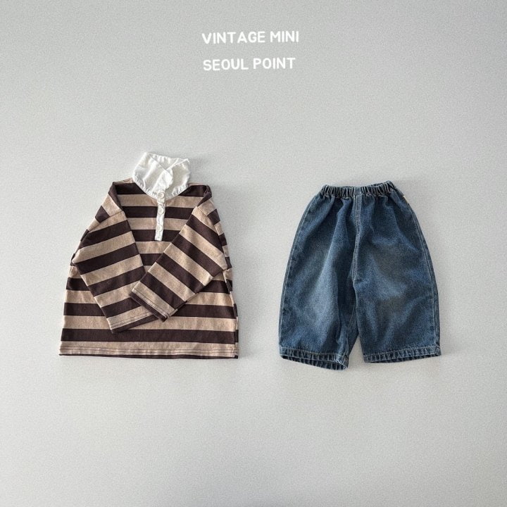 Minipoint - Korean Children Fashion - #littlefashionista - Comfy Denim Pants - 3