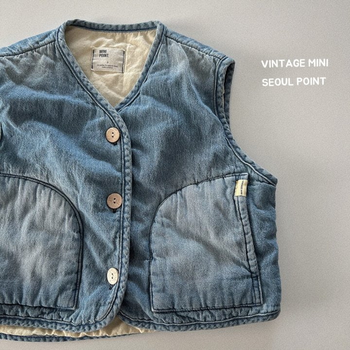 Minipoint - Korean Children Fashion - #toddlerclothing - Samsam Denim Vest - 4