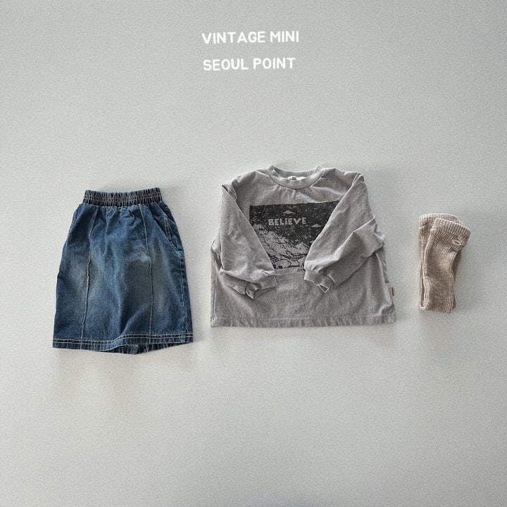 Minipoint - Korean Children Fashion - #stylishchildhood - Grun Denim Skirt - 3