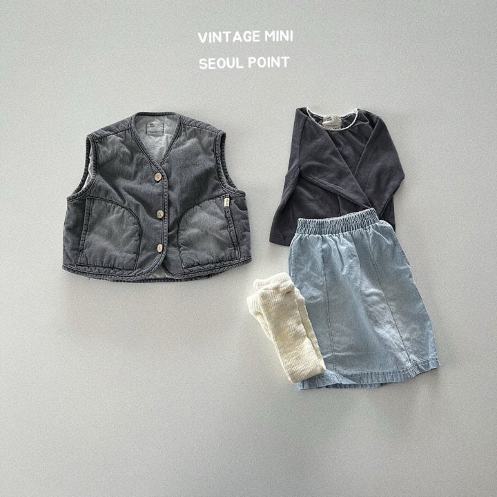 Minipoint - Korean Children Fashion - #todddlerfashion - Samsam Denim Vest - 2