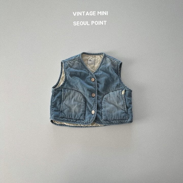 Minipoint - Korean Children Fashion - #toddlerclothing - Samsam Denim Vest - 3