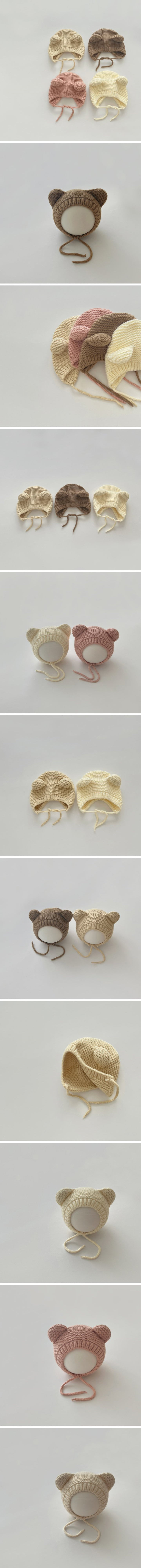 Miso - Korean Baby Fashion - #babygirlfashion - Bear Knit Bonnet