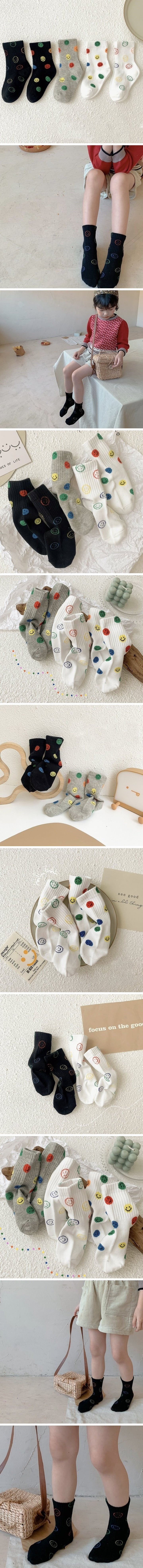 Miso - Korean Children Fashion - #kidsstore - Lukis Smile Socks Set