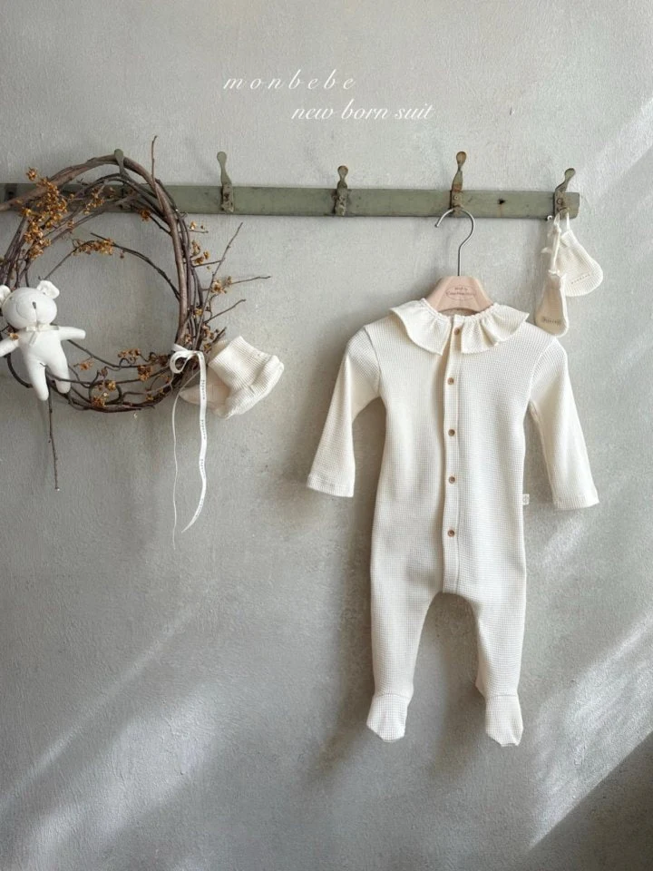 Monbebe - Korean Baby Fashion - #babyoninstagram - Newborn Waffle Plum Bodysuit  - 10