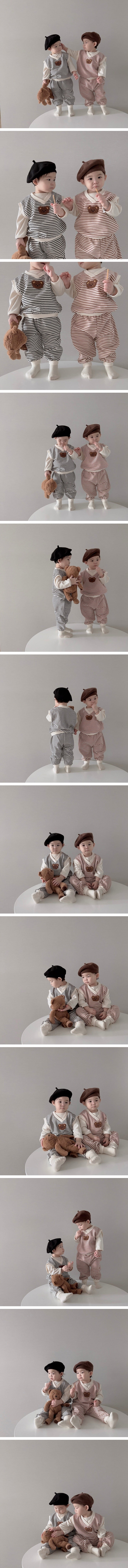 Moran - Korean Children Fashion - #kidsstore - Mane Bear Top Bottom Set