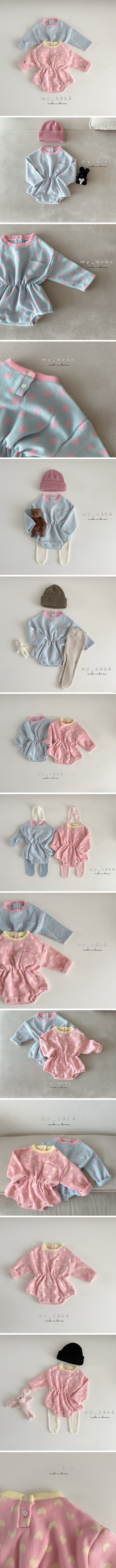 My Bebe - Korean Baby Fashion - #babyboutique - Jacquard Heart Bodysuit