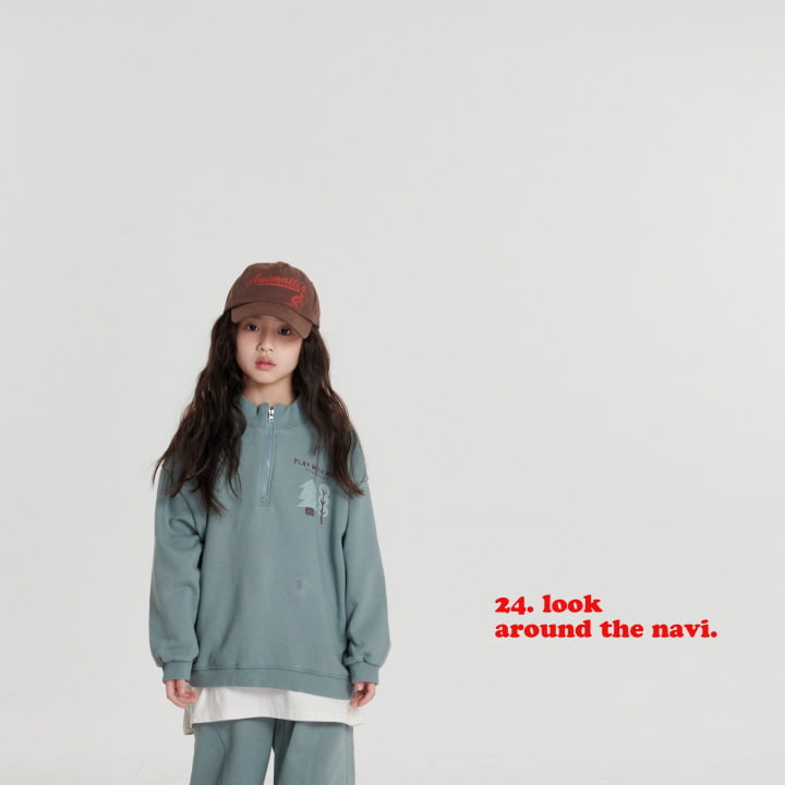 Navi - Korean Children Fashion - #kidsshorts - Tree Half Zip-up