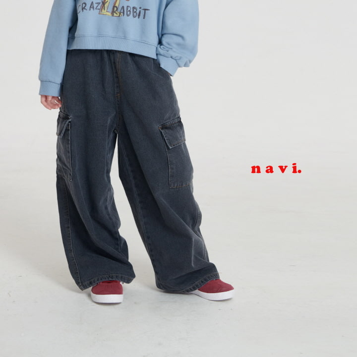 Navi - Korean Children Fashion - #kidsstore - Cargo Wide Denim Pants