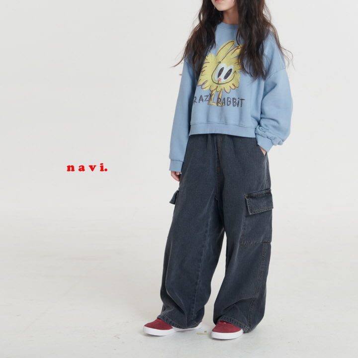 Navi - Korean Children Fashion - #kidzfashiontrend - Cargo Wide Denim Pants - 2