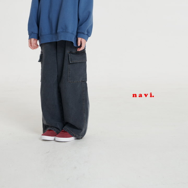 Navi - Korean Children Fashion - #stylishchildhood - Cargo Wide Denim Pants - 10