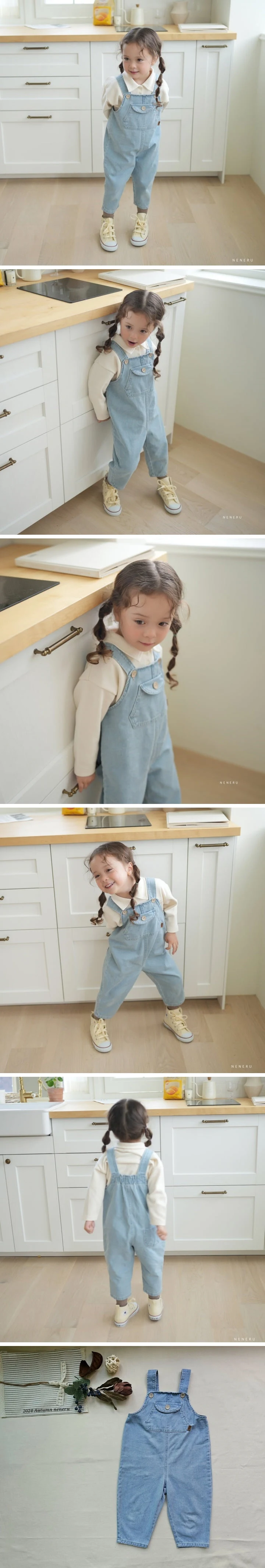 Neneru - Korean Children Fashion - #magicofchildhood - Belly Denim Suspender Pants