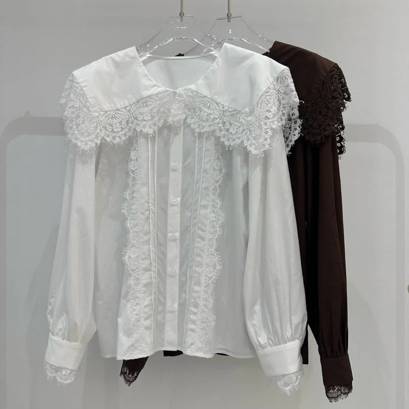 Neroli36 - Korean Women Fashion - #momslook - Sena Lace Blouse