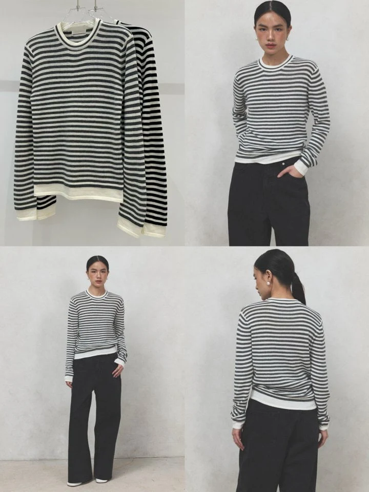 Neroli36 - Korean Women Fashion - #womensfashion - Wool Stripe Knit Pullover - 3