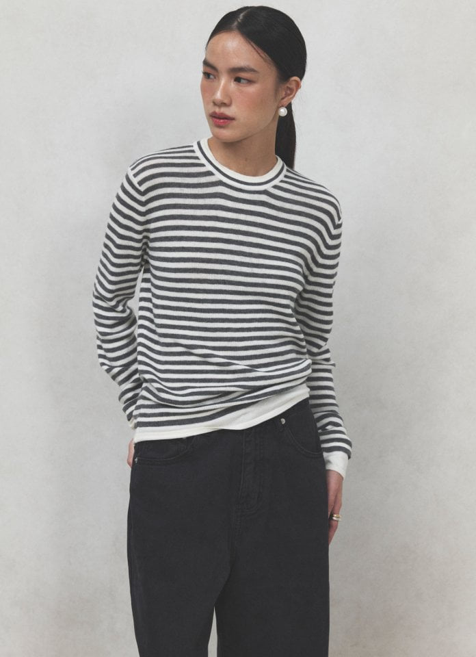 Neroli36 - Korean Women Fashion - #womensfashion - Wool Stripe Knit Pullover - 5