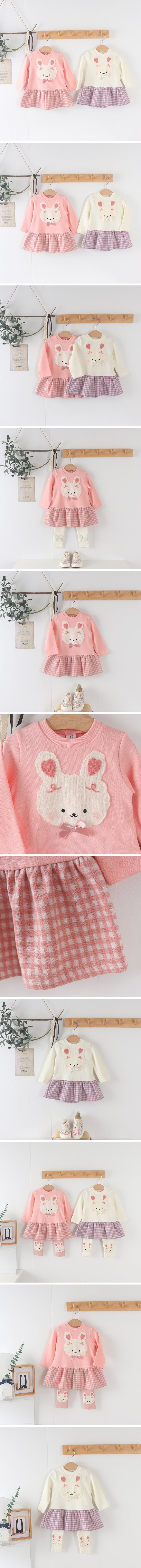 New Pierrot - Korean Children Fashion - #minifashionista - Check Rabbit One-piece