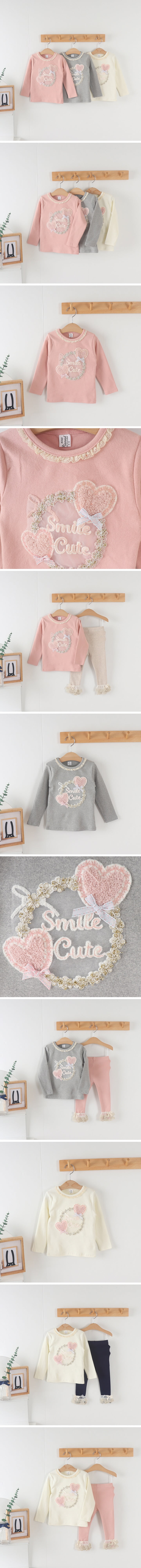 New Pierrot - Korean Children Fashion - #prettylittlegirls - Smile Two Heart Tee