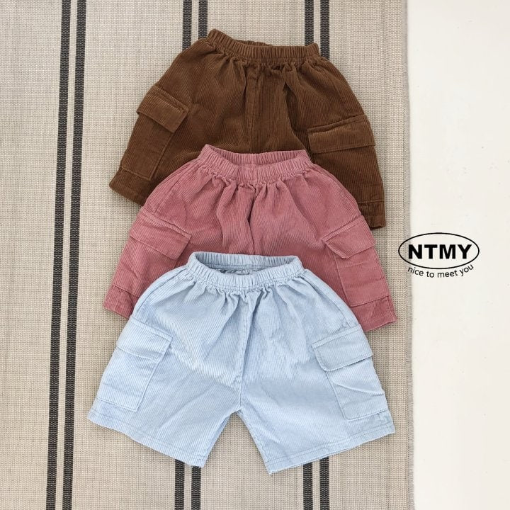 Nice To Meet You - Korean Children Fashion - #stylishchildhood - Corduroy Pocket Half Pants