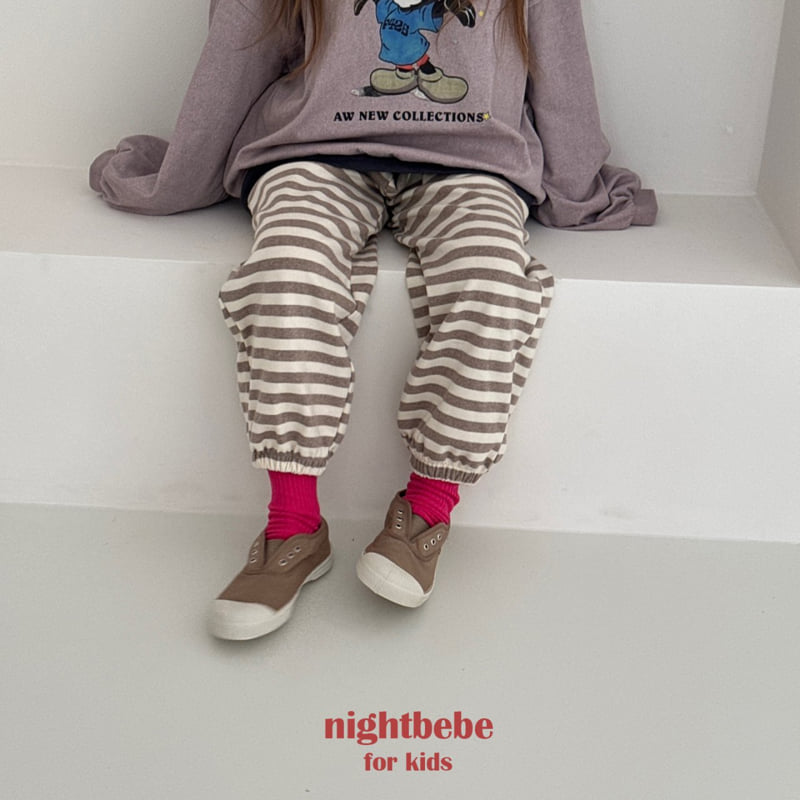 Night Bebe - Korean Children Fashion - #todddlerfashion - Butter Stripe Jogger Pants - 2