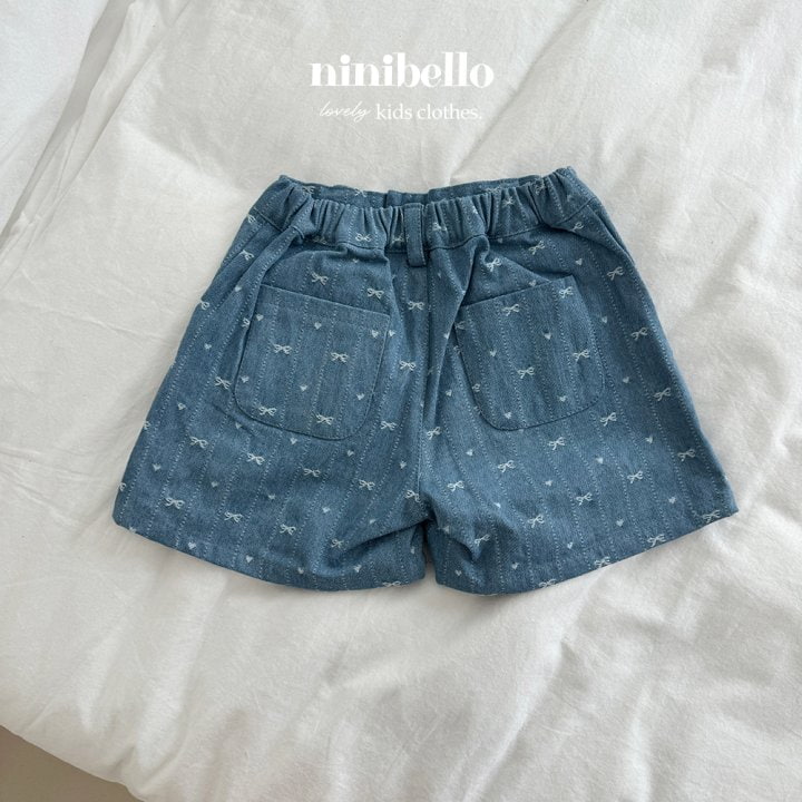 Ninibello - Korean Children Fashion - #childrensboutique - Ribbon Denim Half Pants - 5