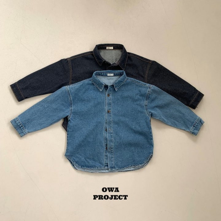 O Wa - Korean Children Fashion - #kidsshorts - Blue Zone Denim Shirt