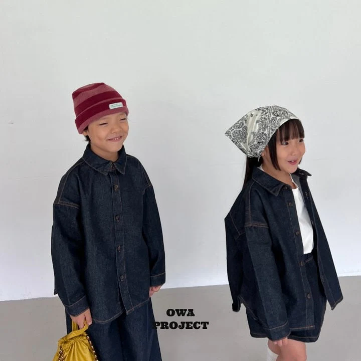 O Wa - Korean Children Fashion - #kidzfashiontrend - Blue Zone Denim Shirt - 3