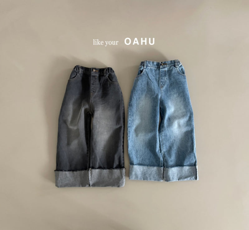 O'Ahu - Korean Children Fashion - #designkidswear - Roll-up Wide Denim Pants