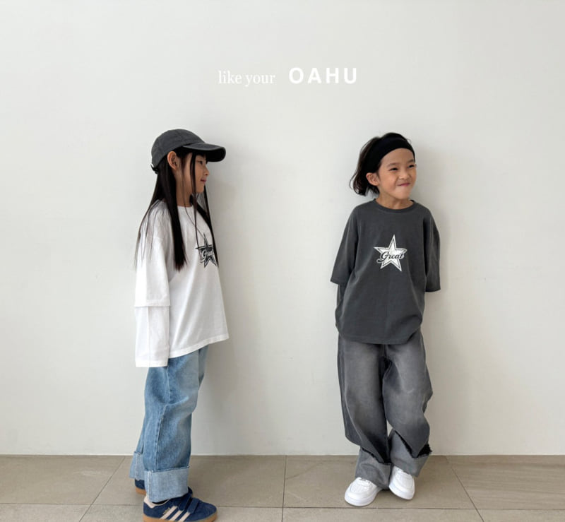 O'Ahu - Korean Children Fashion - #discoveringself - Roll-up Wide Denim Pants - 2