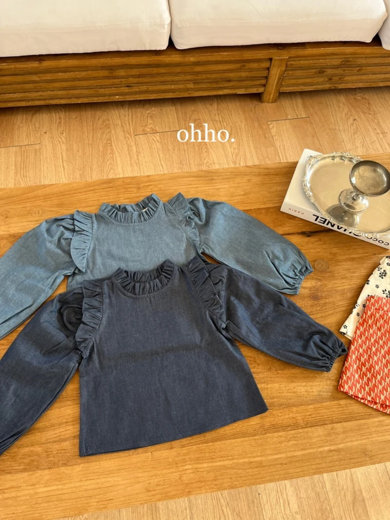 Ohho - Korean Children Fashion - #childrensboutique - Denim Wing Blouse - 11