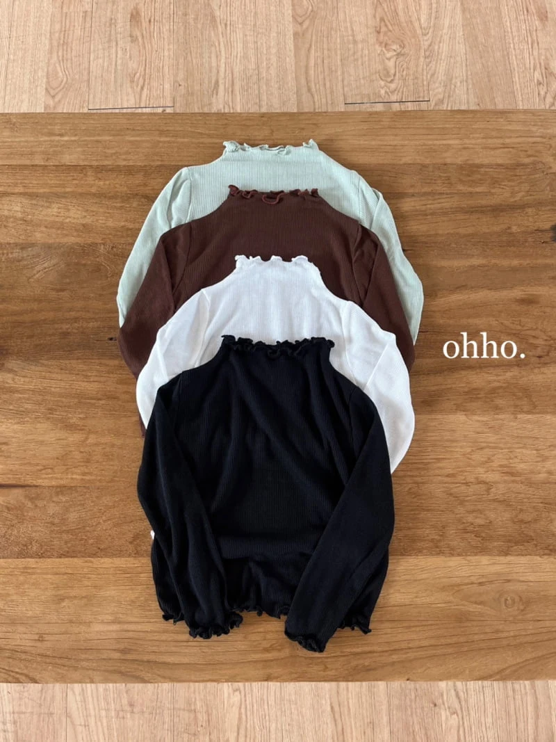 Ohho - Korean Children Fashion - #fashionkids - Dove Rib Half Turtleneck Tee