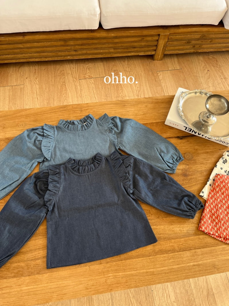 Ohho - Korean Children Fashion - #kidzfashiontrend - Denim Wing Blouse