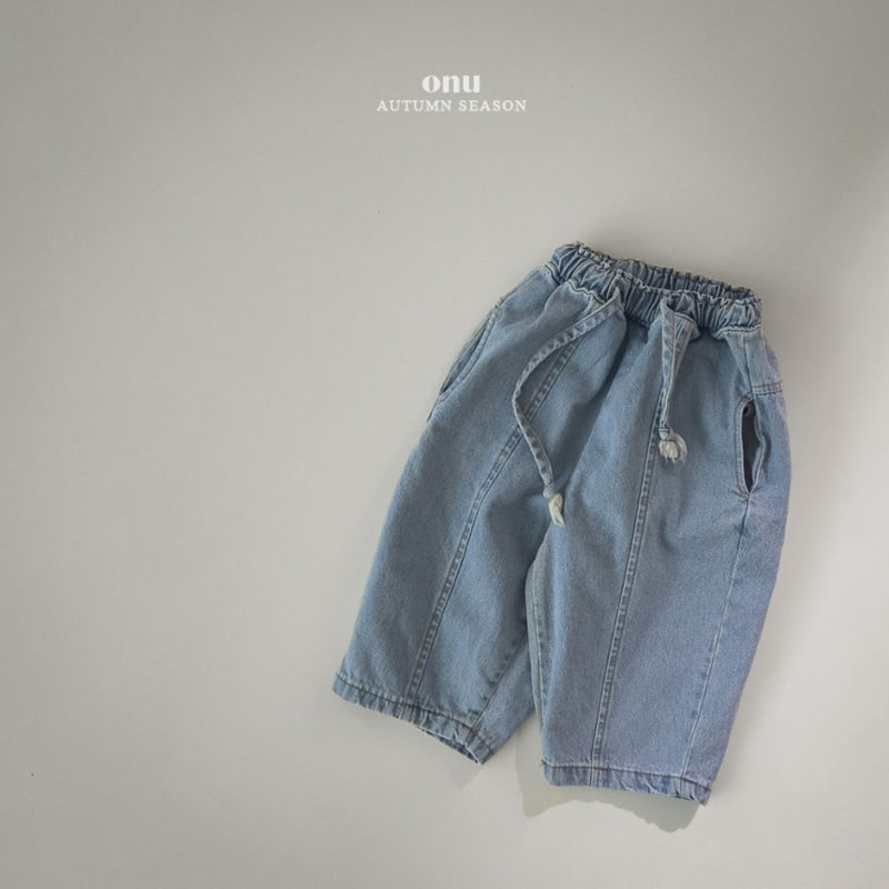 Onu - Korean Children Fashion - #childofig - String Pintuck Denim Pants - 5