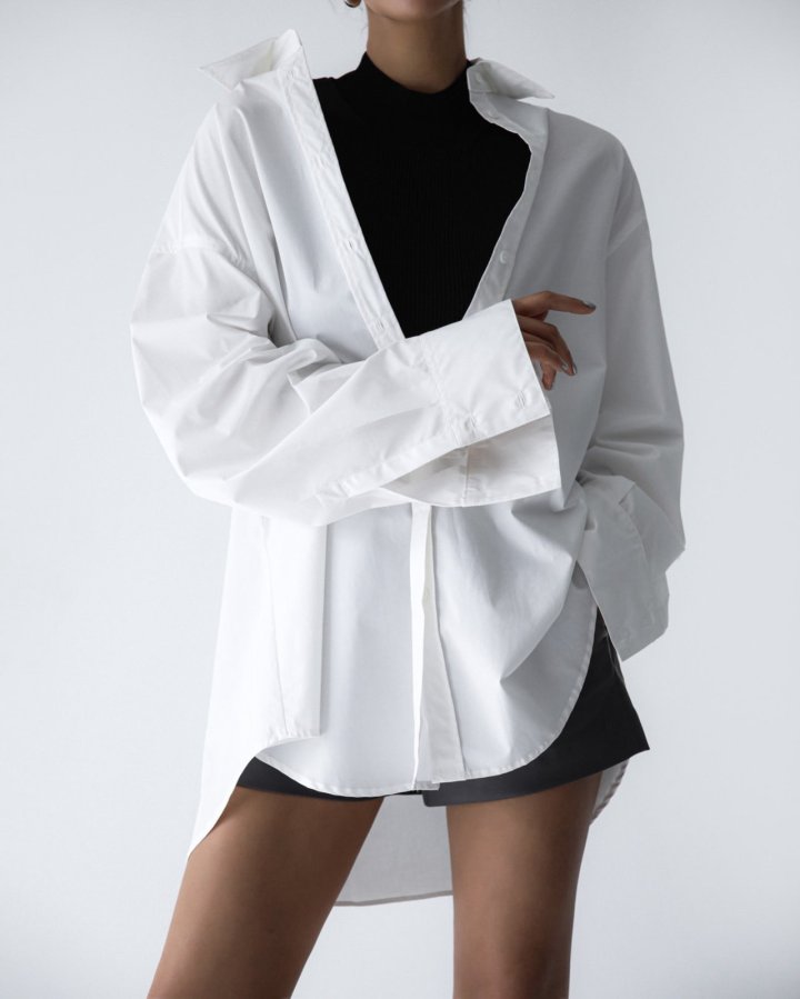 Paper Moon - Korean Women Fashion - #momslook - Oversized Wide Sleeve Button Shirt - 3